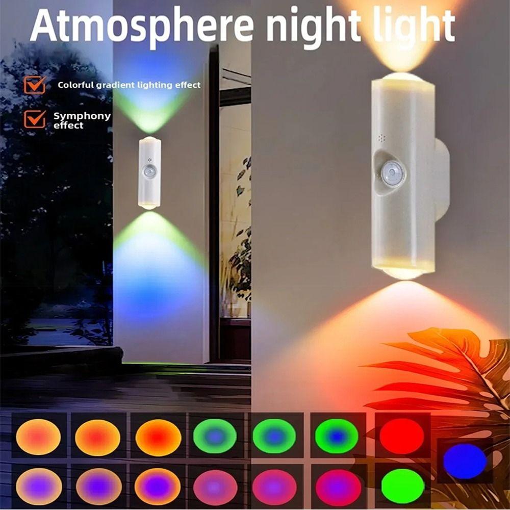 Portable Sensor Night Light Wireless RGB Gradient Wall Lamp LED Closet Light  Bedroom