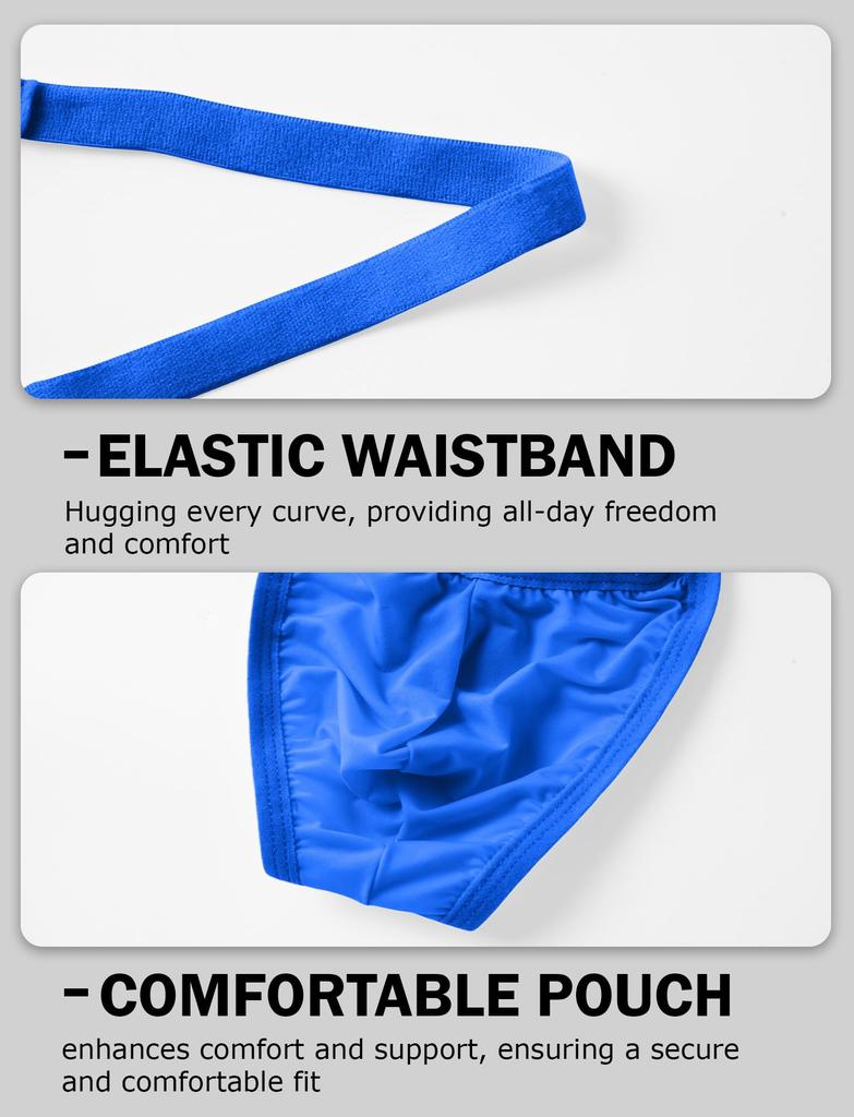 Maeau Chain 3D Sexy XL Men's Thongs, Low-Rise Panties, Casual, Stitching, Underwear, Breathable, Quick-Drying, Blue,