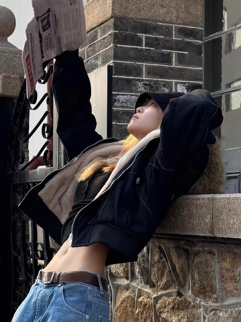 2025 Women's Fleece-Lined Cotton Workwear Jacket - Thick, Warm Winter Outerwear