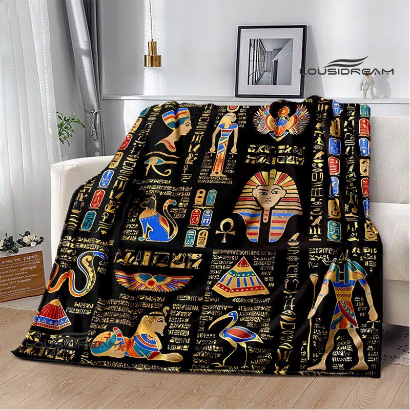 Egyptian pictograph symbol printed blanket Picnic blanket Warm Flannel blankets Home bed linings blankets for beds Birthday Gift