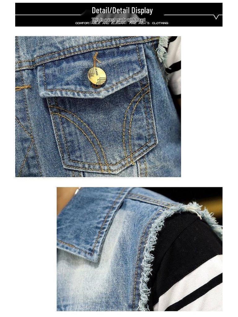 Men's Trendy Slim-Fit Denim Vest – Sleeveless Lapel Jacket