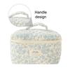 Women Quilted Makeup Bag Printed Cotton Aesthetic Toiletry Purse Large Capacity Zipper Closure Female Travel Bag