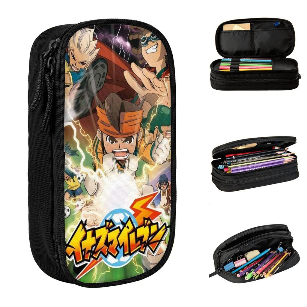 Large-capacity Pencil Pouch Inazuma Eleven Victory Road Office Supplies Double Layer Pencil Bag Women Pencil Case Birthday Gift