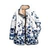 Women's Floral Print Stand Up Collar Pleated Cotton Long Sleeved Button Cotton Jacket