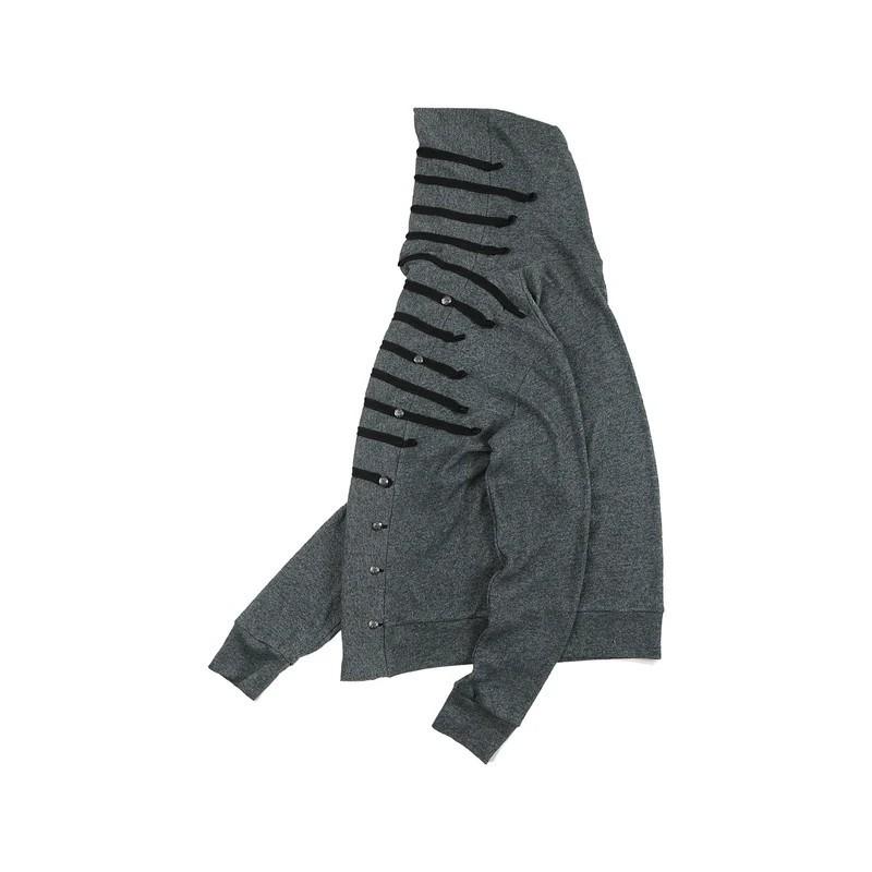 Oversize'owa bluza z kapturem z detalem w postaci rzędu guzików Streetwear Unisex Pulower