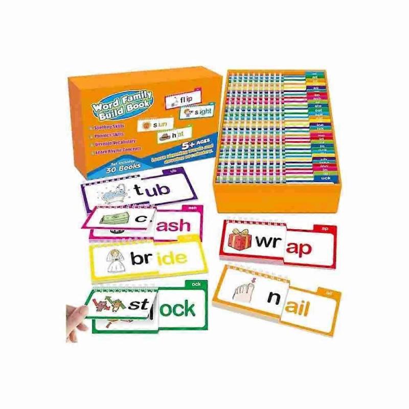 30 Read and Rhyme Flip Books, ABC Vocabulary Flash Card Educational Reading Game