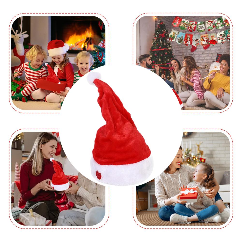 Singender und tanzender Weihnachtshut Elektrischer Weihnachtsmannhut Musikalischer Weihnachts Hut Weihnachtsfeier Zubehör Geschenke (Keine Batterie)