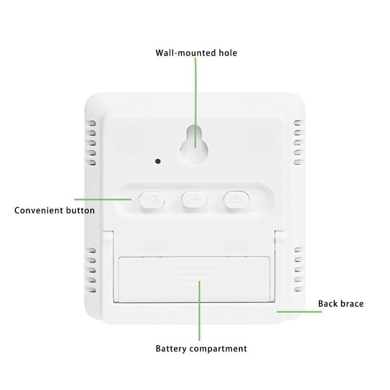Magnetic Digital Alarm Clock with Date Time Temperature Humidity LCD Display Battery Operated for Modern Home Decors