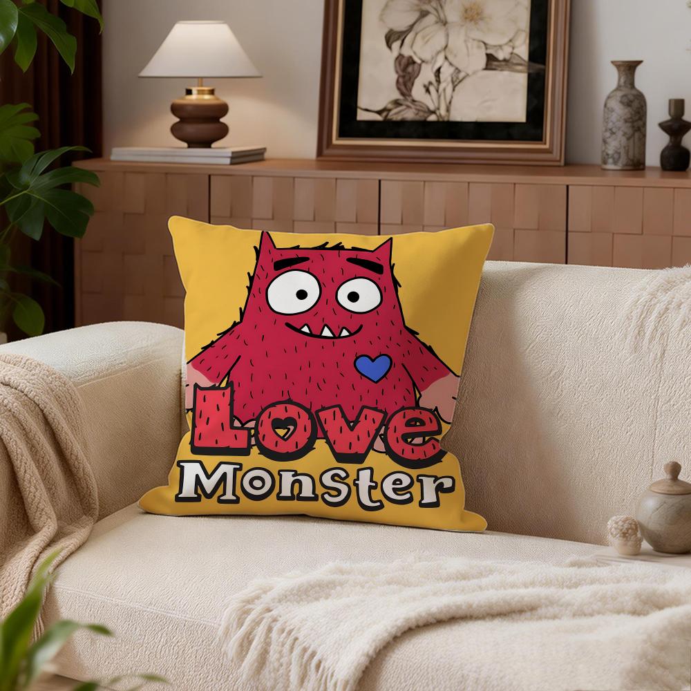 Cute Love Monster Cushion Cover Cushion Cover Set 4Pcs 50X50 45X45 40X40 Pillowcase Decorative Sofa Home Decor