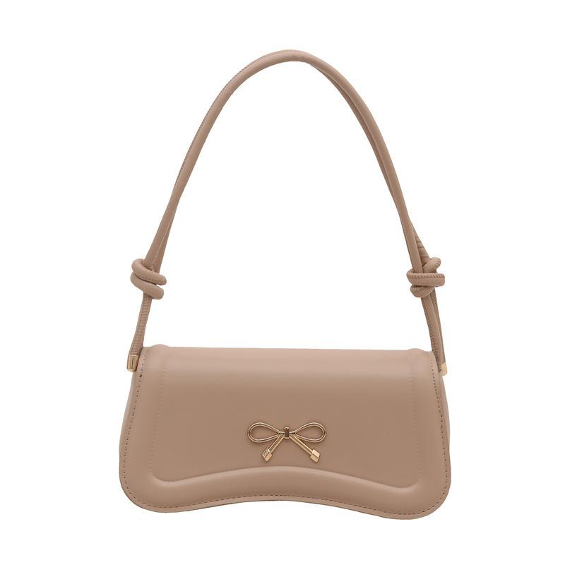 Korean version bow indentation 2025 new trendy fashion solid color design casual messenger portable small square bag women