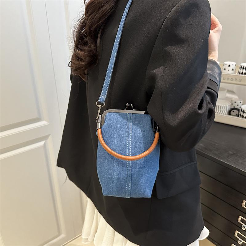 Denim Mobile Phone Bag Messenger Bag New Literary Handbag Versatile Commuter Clip Women's Bag Mobile Phone Bag