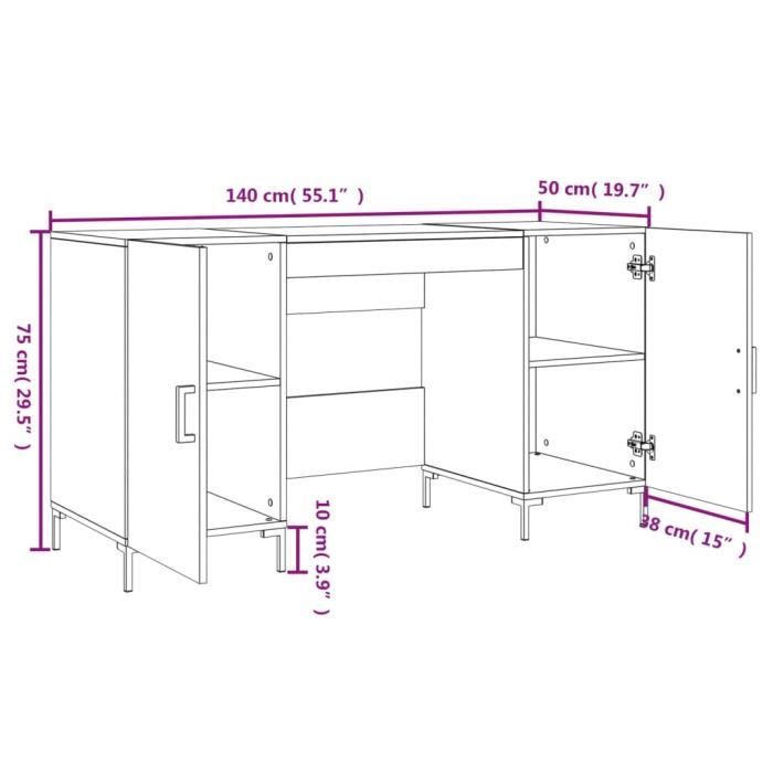 VidaXL Bureau Blanc brillant 140x50x75 cm Bois d'ingénierie 829550