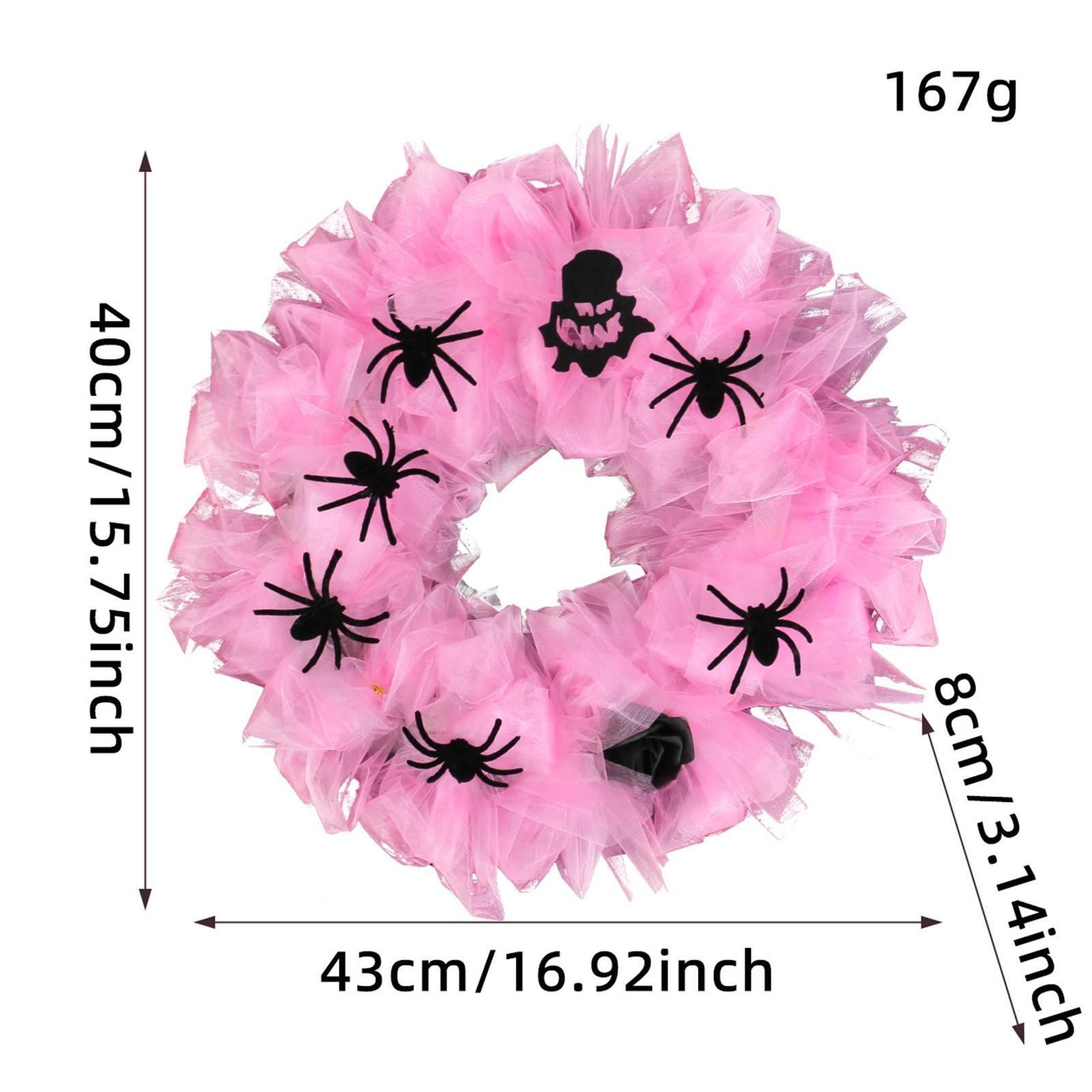 

New Halloween Spider Garland Pink Mesh Halloween Decorations Atmosphere Spider Door Garland Hanging Decorative Props One Size розовый