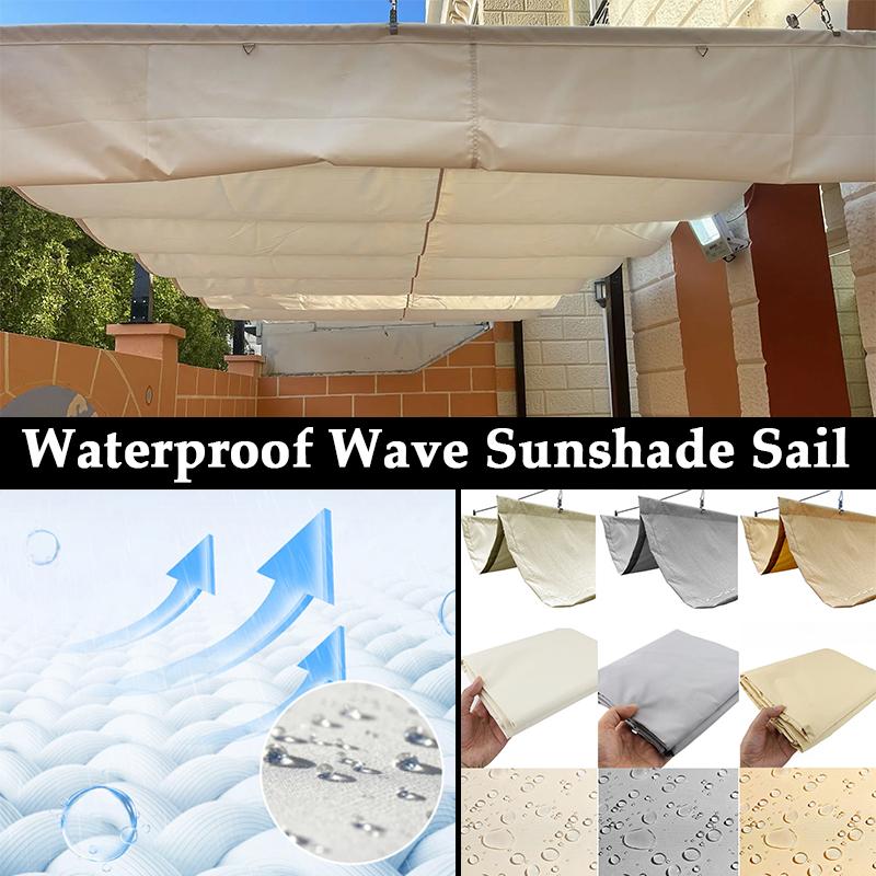 Retractable Outdoor Awning 300D Polyester Rainproof Sun Shade Sail Summer Pergola Shading Canopy Telescopic Wave Sunshade Net