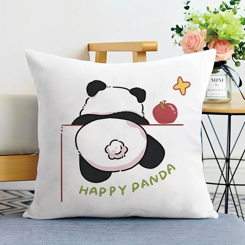 Cute Panda Print Decorative Pillowcase Bedroom Living Room Square Cushion Pillowcase
