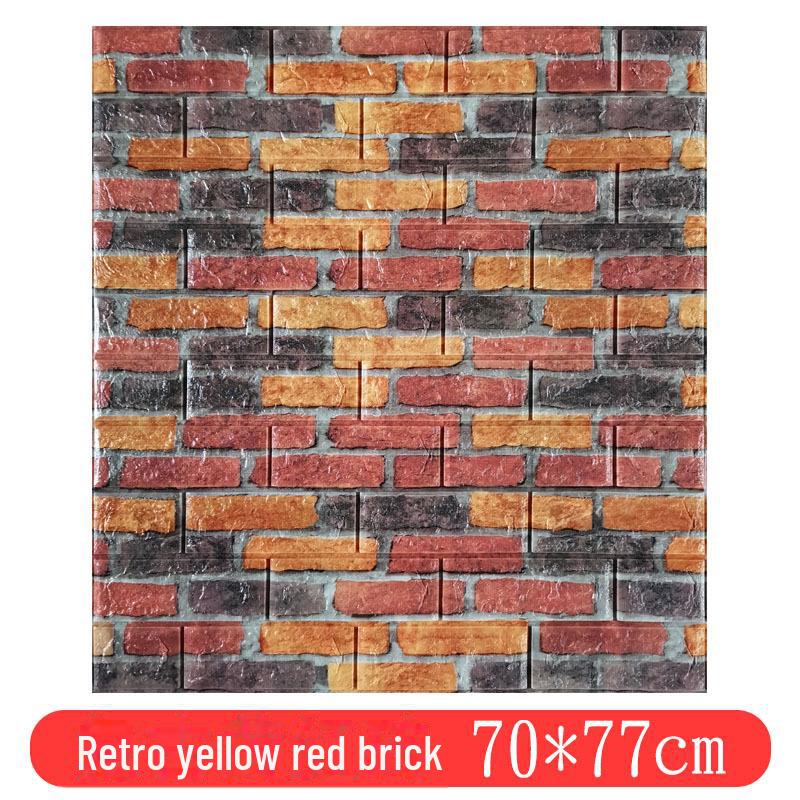 3D Retro Brick Pattern Self-Adhesive Foam Wall Stickers - Waterproof, Moisture-Proof, and Insulating for Hotels and Restaurants