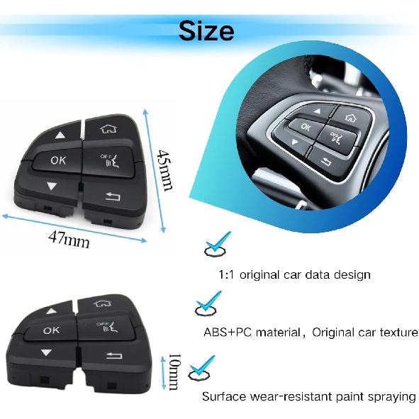 Car Steering Wheel Button Cover Replacement for Mercedes Benz C Class 2014-2018 GLC Class 2015- W205 W253 C180 C200 C300 GLC260 GLC300 Voice Audio