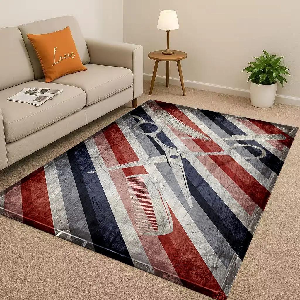 2026 New Retro Barber Shop Symbol Sign Living Room Non Slip Area Rug Carpet for Bedroom Playroom Sofa,Home Decor Doormat Gift