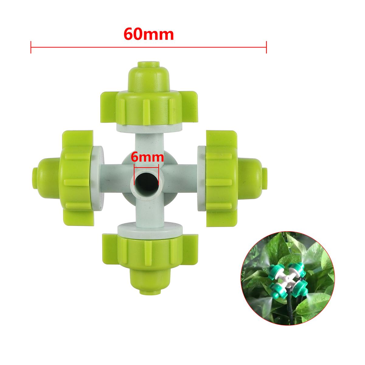 

4-Outlets Cross Misting Micro-Nozzles 6mm Inner Diameter Interface Atomization Sprinklers Garden Drip-Irrigation System Fittings