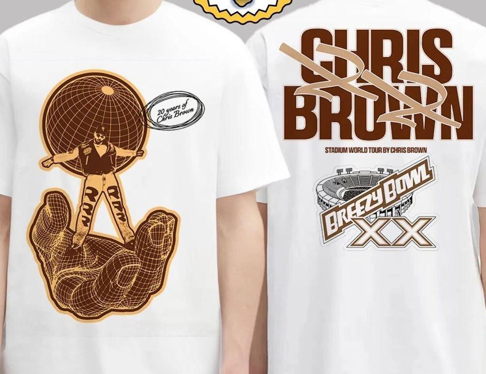 Chris Brown Merch Tee Hand Globe In Detroit MI On August 7 8 2025 TShirt Unisex T-Shirt XL