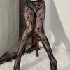 Classic Lolita 1pair White and Black Hollowed Out Lace Mesh Pantyhose Floral Rattan Bottomed Sexy Stockings Fishnet Socks