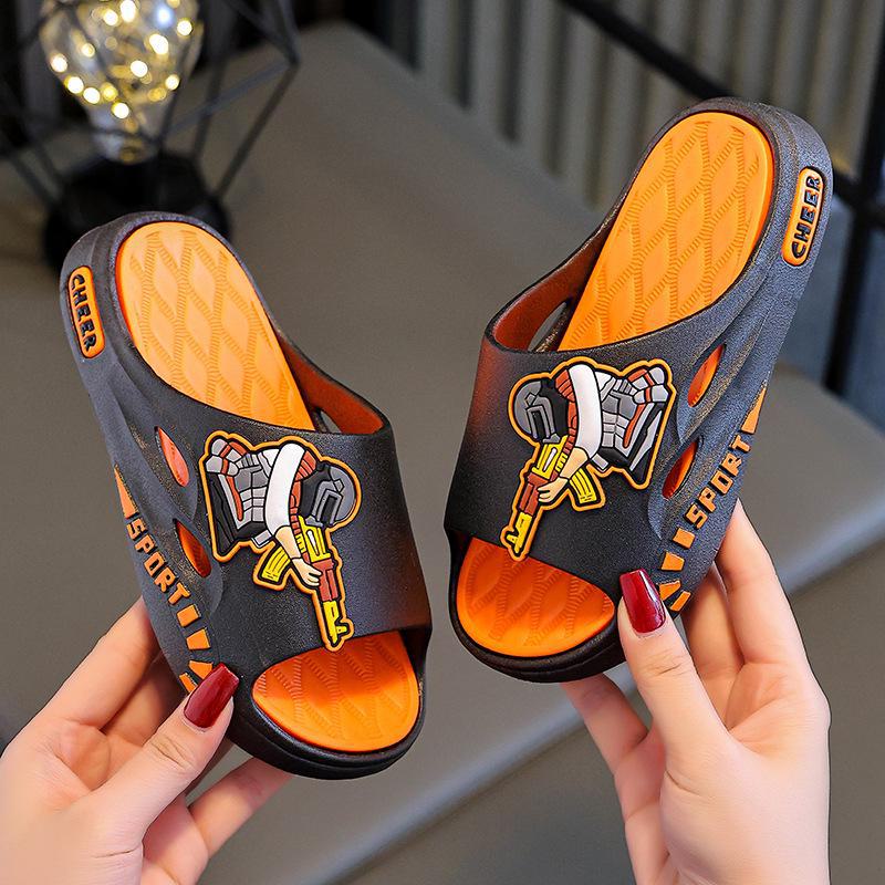 

Детские нескользящие тапочки с героями мультфильмов для дома и ванной - милый летний дизайн для мальчиков, девочек и родителей-детей Size 26-27 чёрный