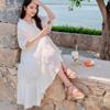 Summer White Moonlight Dress for Women Slimming Lace Up Waist Chiffon French Black Ears Sweet First Love Dress