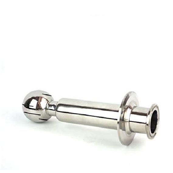 Sanitary Rotating Spray Ball 1.5  Tri Clamp Inlet Welded in 3  Tri Clamp Cap