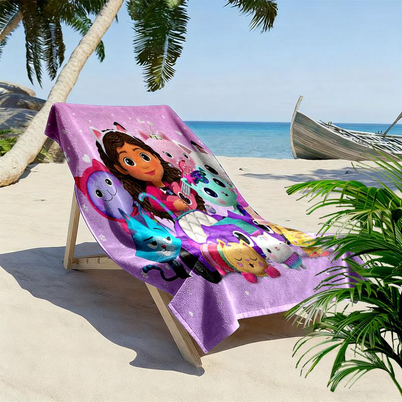 Asciugamano da Spiaggia con Stampa Gabby Dollhouse, Asciugamano Grande Morbido ad Asciugatura Rapida per Spiaggia Campeggio Nuoto