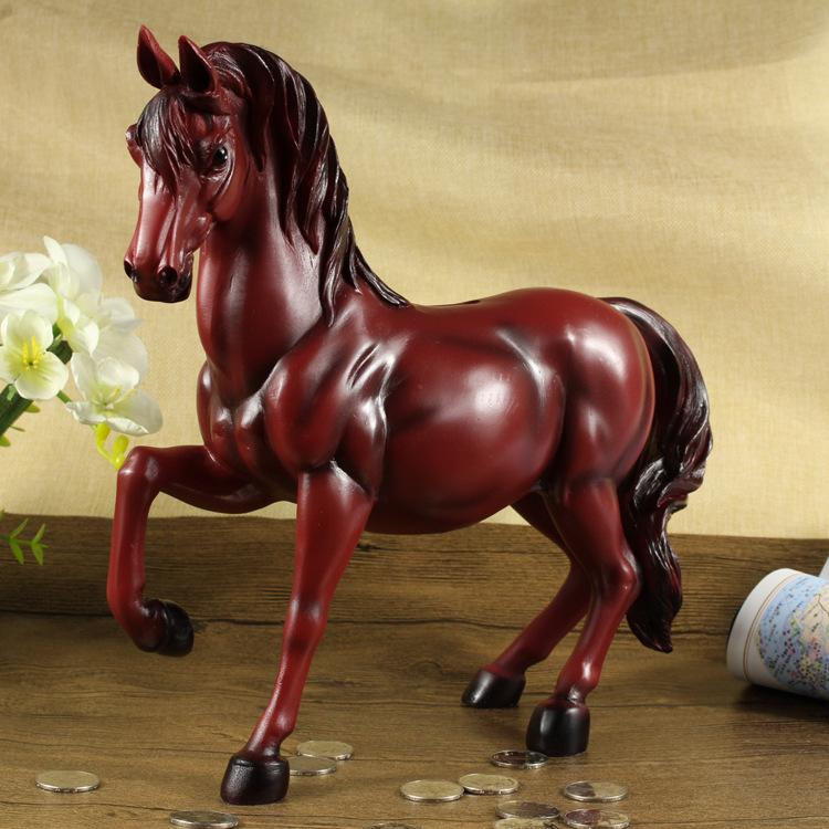 Creative home office business gift horse to success save money piggy bank resin crafts home decoration