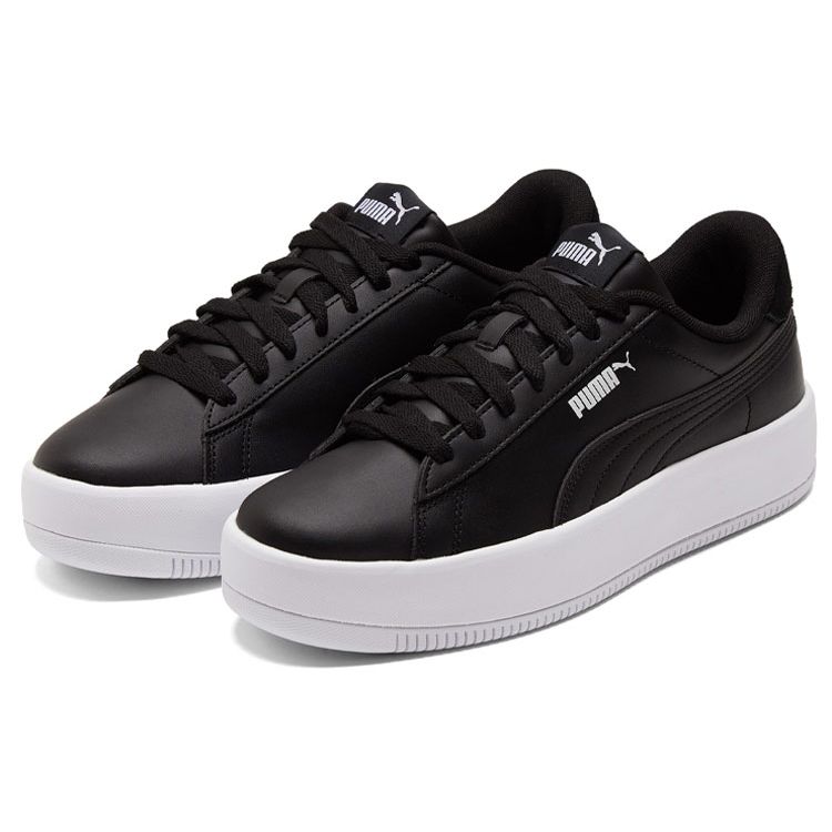 Puma Platform Women Black White Low Top Sneakers 384617-02