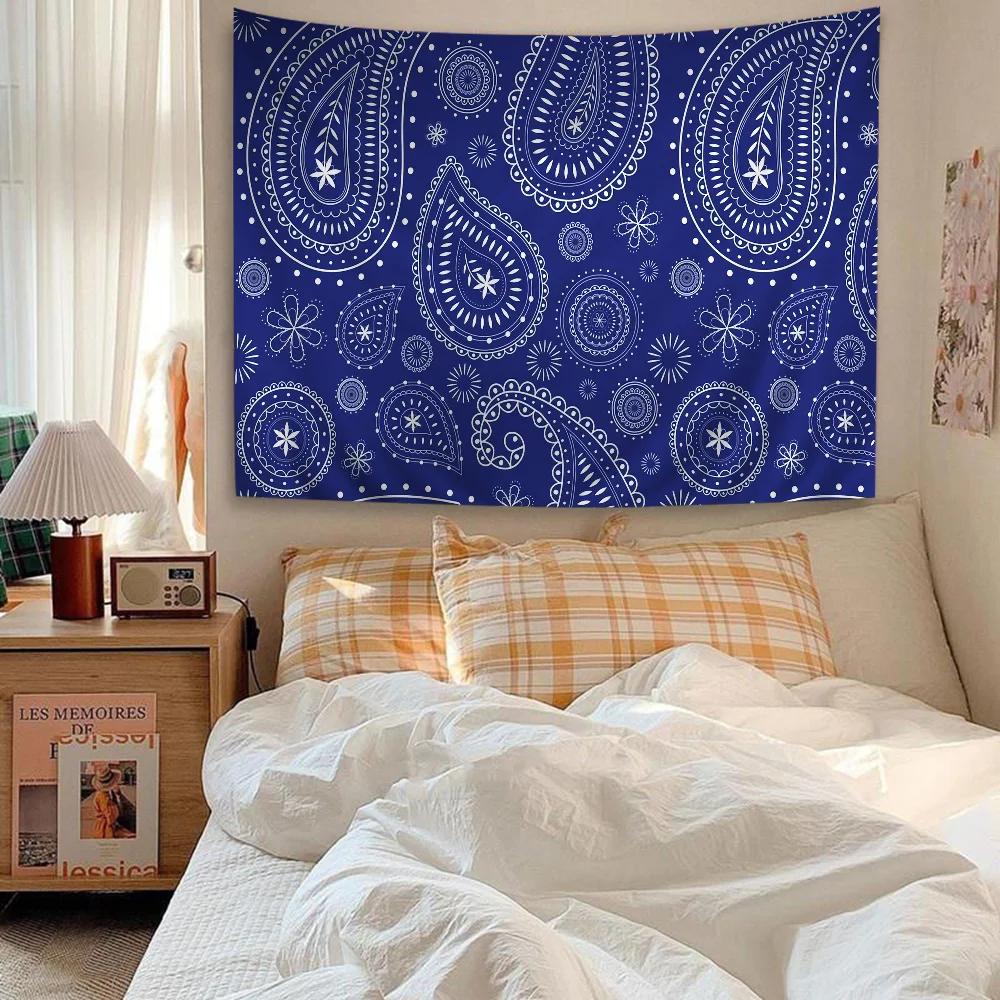 Bandana Pattern Printed Colorful Tapestry Wall Hanging Bohemian Wall Tapestries Mandala Wall Art Decor