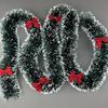 6.5FT Christmas Garland with 6 Pcs Red Bows Artificial Greenery Pine Garland for Mantle Stair Fireplace Home Party Decoration