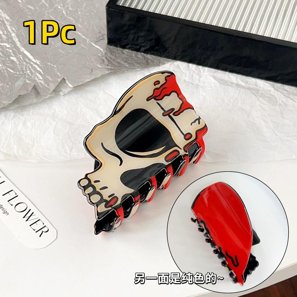 5Pcs Halloween Hair Clips for Women Funny Grimace Skull Themed Hairpins Headwear Large Hair Claw Clip Acrylic Hair Accessories