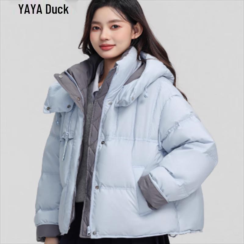 

Женский короткий пуховик YAYA с капюшоном и цветными блоками S