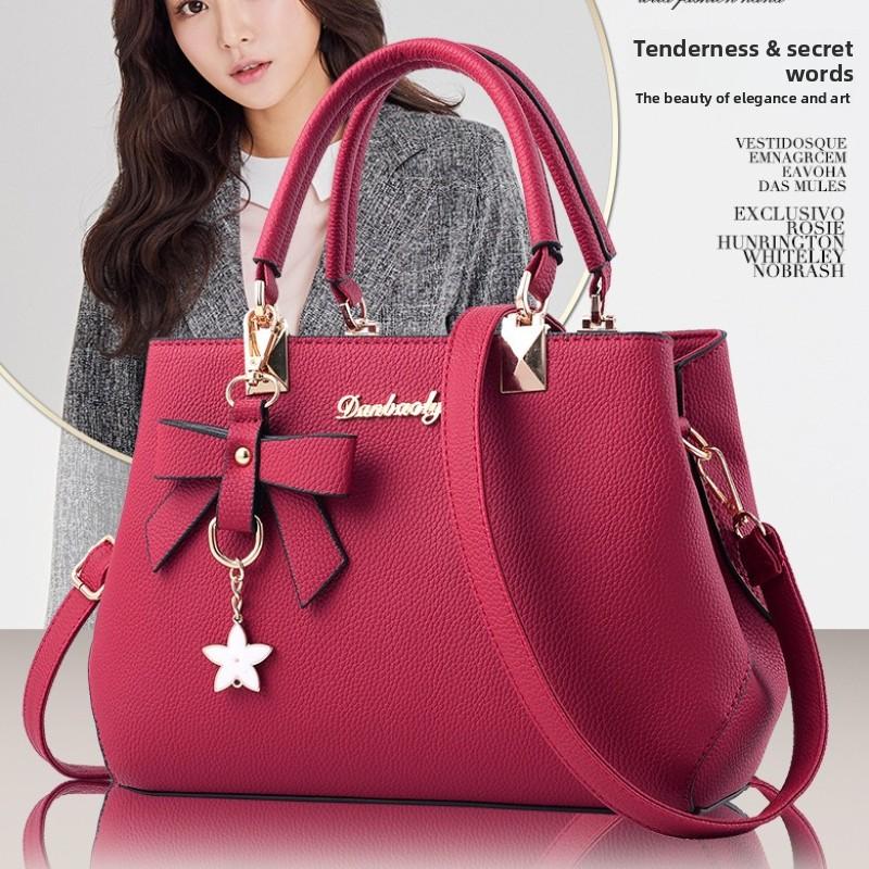 Elegant Top Handle Bags with Gold Hardware, Bow Accent Star Charm Crossbody Bag Versatile Shoulder Purse for Gifts for Mom