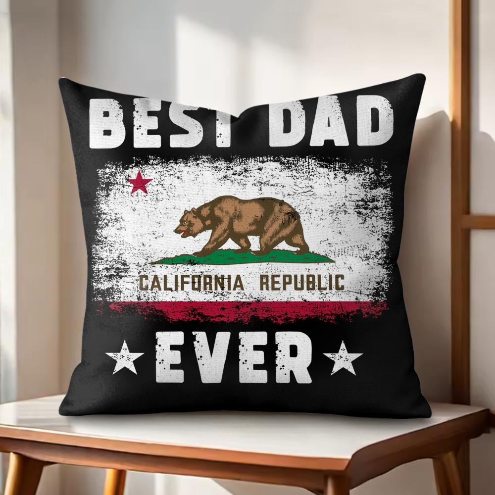 Best Dad Ever Cushion Cover Natural Linen Organic Fabric DoubleSided Printing Couch Pillow Covers Home Decor