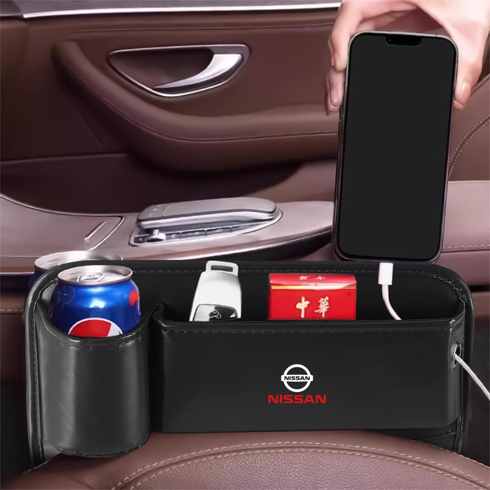 Wskpa9 Hub Cap Car Seat Gap Multifunction Storage Box Seat Gap Cup Holder For Nissan Nismo X-Trail Qashqai Juke Rogue Note Leaf Sentra