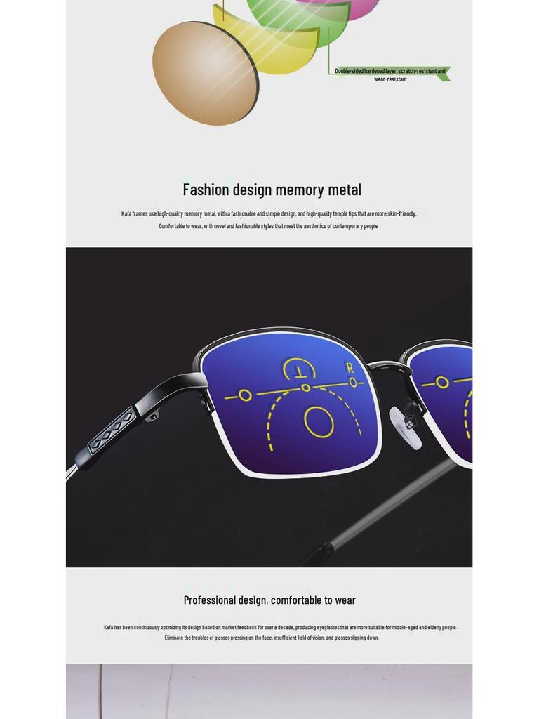 Smart Progressive Multifocal Reading Glasses - Anti-Blue Light, High-Definition for Men & Women