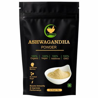 Fij Ayurveda 100% Pure Ashwagandha Powder Withania Somnifera Supports Anxiety | 100gm 0.2lbs