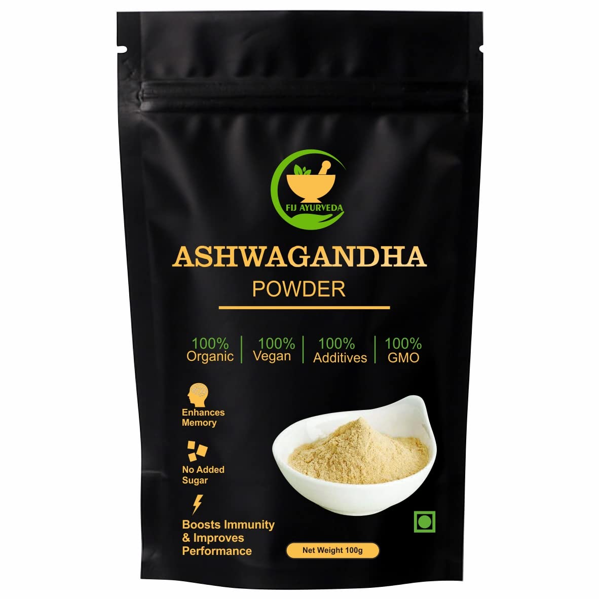 

Fij Ayurveda 100% Pure Ashwagandha Powder Withania Somnifera Supports Anxiety | 100gm 0.2lbs