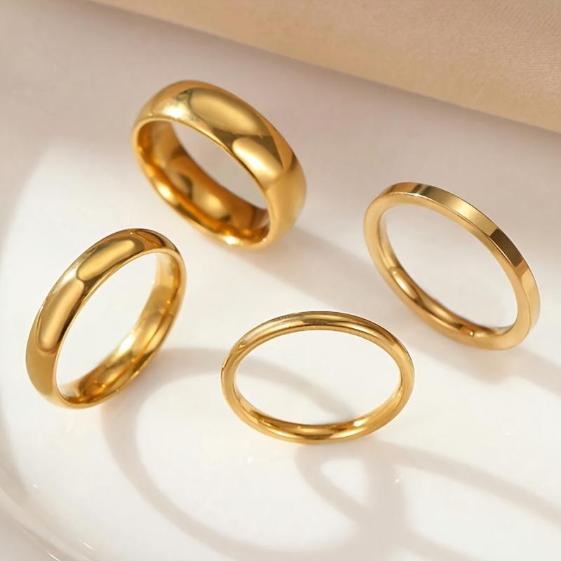 

New Titanium Steel Ring Electroplated Arc Smooth Minimalist High-end Stainless Steel Jewelry Set 11No.