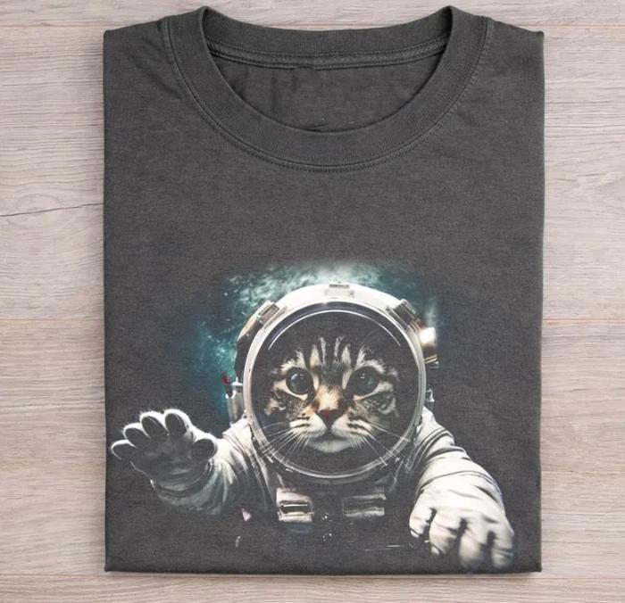 Cat Astronaut Shirt - Cat in Space T-Shirt Cat Lover TShirt Meme Shirt S