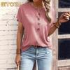 Women's Fashion Casual Solid Color Print Short Sleeve Blouses & Shirts