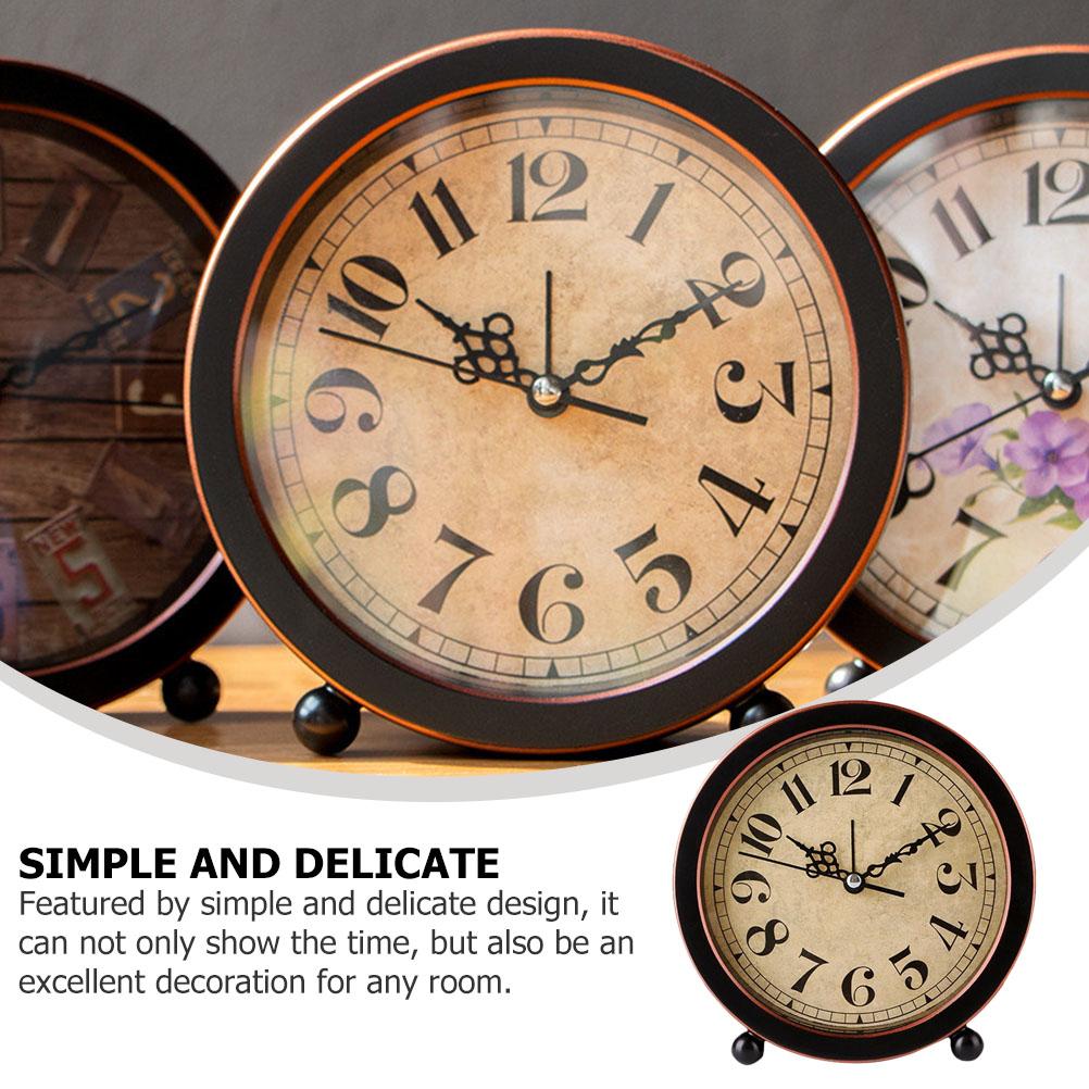 Home Decor Alarm Clock Mute Household Vintage Desktop Decorate Retro Tabletop Travel