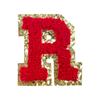 Red A-Z Chenille Embroidery Letter Patches, 5cm Self-Adhesive for DIY Clothing.