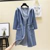 Cortavientos Vaquero para Mujer de Longitud Media Primavera y Otoño Talla Grande Casual Versátil Chaqueta Vaquera Talla Grande
