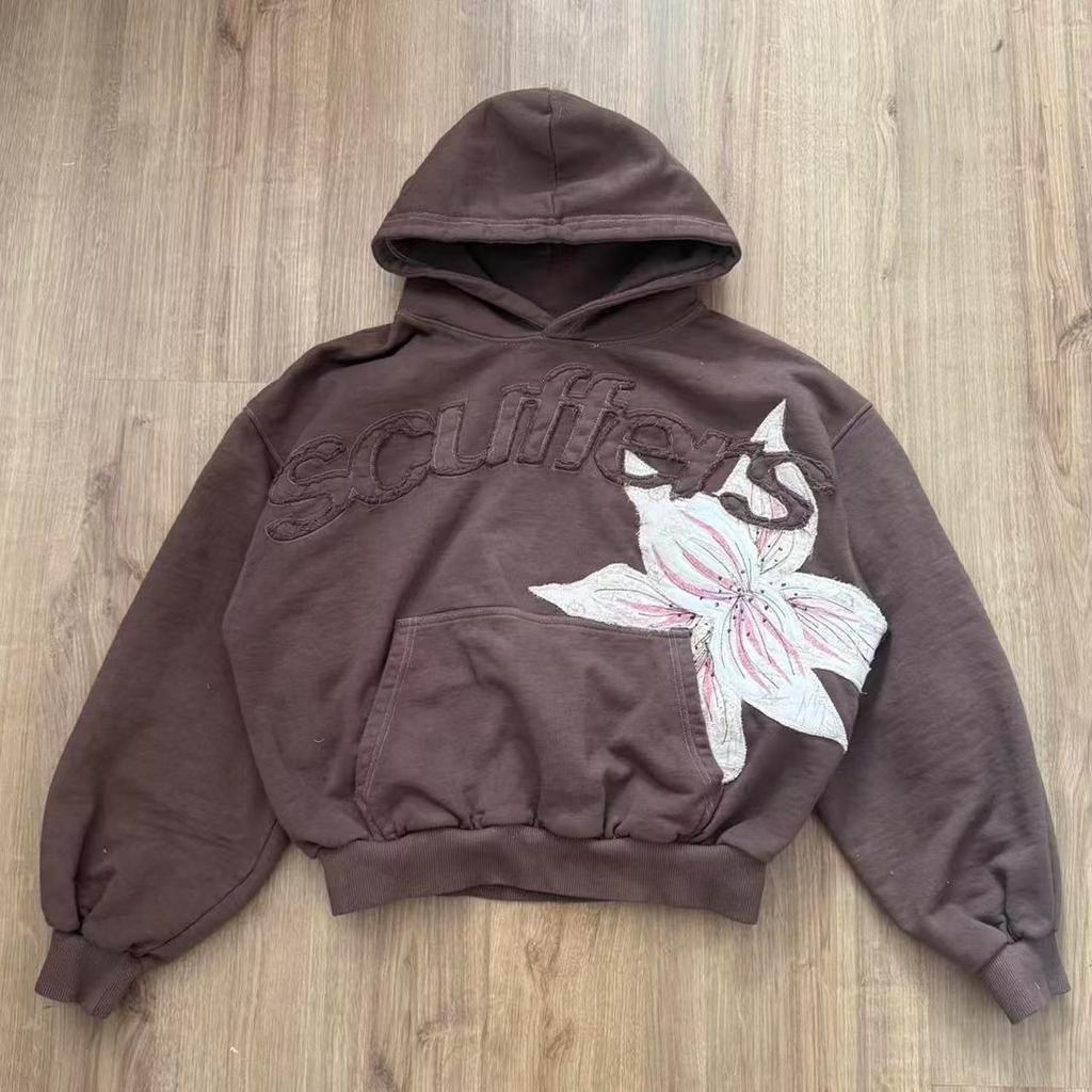 European and American Trendy Brand New Street Hoodies, INS Men's and Women's Y2K Retro Floral Digital Fashion Sweatshirt