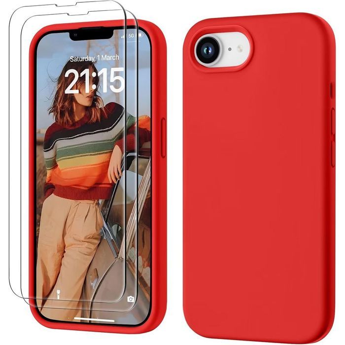 Coque - BOOLING - pour iPhone 16e - Silicone Liquide Antichoc - 2 Vitres