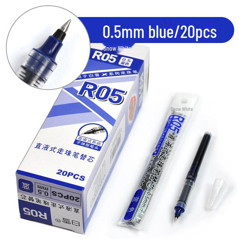 Snow White Quick-Dry 0.38mm Liquid Ballpoint Pen, Refillable, Large-Capacity for Office & Study